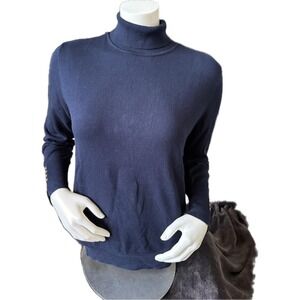 NWT Skies Are Blue Turtleneck Sweater Gold Button Detail Long Sleeve‎ Top Large